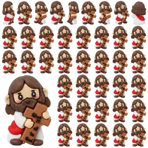 Junkin 40 Sets 1.57 Inch Little Jesus Figures Religious Christian Gifts - style: Give It All to God