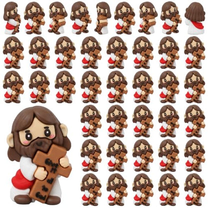 Junkin 40 Sets 1.57 Inch Little Jesus Figures Religious Christian Gifts - style: Give It All to God
