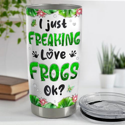 SANDJEST Frog Gifts for Women Girls Frog Tumbler 20oz Jewelry Drawings Stainless Steel Insulated Tumblers Coffee Travel Mug Cup Gift for Birthday Christmas - color: Frog