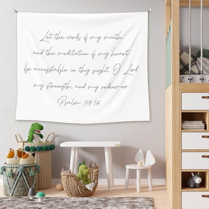 EGBTL Christian Tapestry, Bible Verse Wall Tapestry for Bedroom, Religious Scripture Modern Minimalist Tapestries Wall Hanging Decor for Home Church Office Living Room, 50x60 Inches