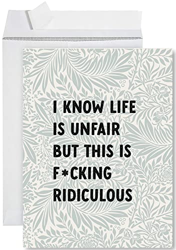 Andaz Press Jumbo Sympathy Card with Envelope, Sorry For Your Loss, Life Is Unfair But This Is F*cking Ridiculous, Pet Loss, Condolences Card with Big Blank Space For Friends Family 8.5" x 11", 1-Pack - color: Life Is Unfair