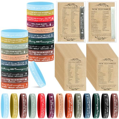 HyDren 36 Sets Bible Verse Bracelets, Religious Gifts Bulk - color: Joyous Color
