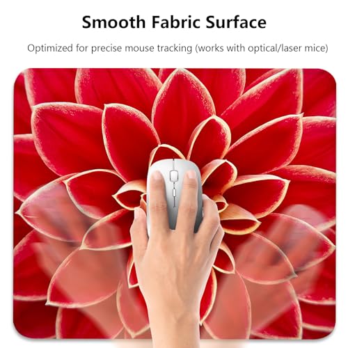 Close-Up Red Dahlia Flower Bloom Macro View Mouse Pad, Durable Desk Mat - color: Color_DE0018XX