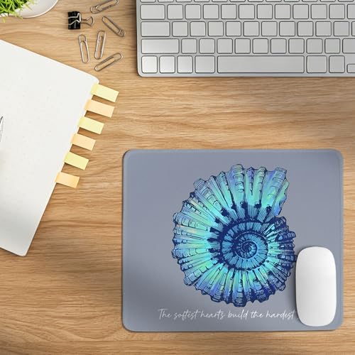 Vintage Blue Seashell Mouse Pad,Summer Ocean Mouse Pads,Coastal Shell Desk Mat for Home or Office Dorm Decor,Gift for Ocean Nature Enthusiasts,10.2x8.2Inch - color: Blue Conch