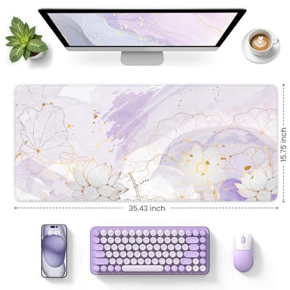 iCasso Desk Cover Mat, Extra Large Lotus Mouse Pad, Purple Lotus Leaf - color: Purple Lotus Leaf