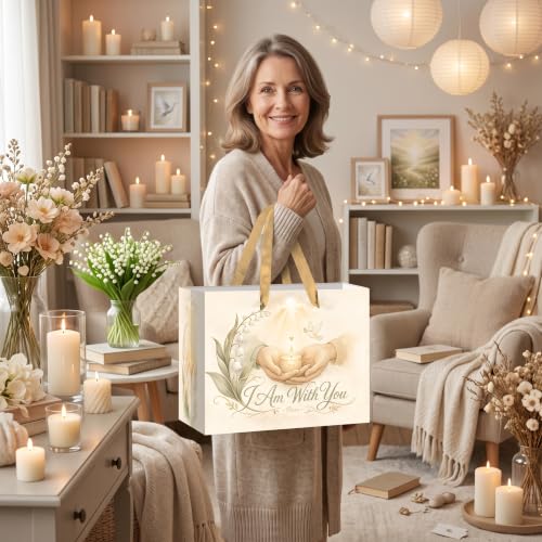 Hkshaoda Sympathy Gift Bag I Am With You Peace Memorial Gift Bags Wrapping Paper And Card Religious Condolences Theme Party Favors Bag Decorations Supplies For Men Women Boys Girls