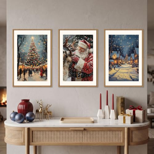 Aryroi Large Enchanting Christmas Framed Canvas Wall Art Set- 24"x36"x3 - color: Enchanting Christmas Scene Wall Art, size: 24"L x 36"W