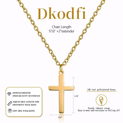 Cross Necklace for Women - Dainty 14K Gold Silver Plated Cross Necklace Choker Jewelry Cute Simple Small Trendy Non Tarnish Waterproof Faith Religious Jewelry Gift for Teenage - style: 08-Cross-Gold