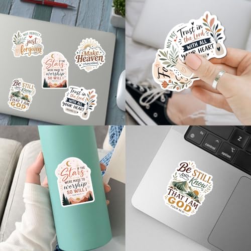 12PCS Faith Over Fear Bible Quote Stickers Pack, Inspirational Christian Vinyl Decals, Uplifting Stickers for Water Bottles, Laptops, Gifts for Religious Celebrations (A 12Christian) - color: A 12christian