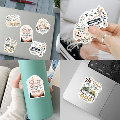 12PCS Faith Over Fear Bible Quote Stickers Pack, Inspirational Christian Vinyl Decals, Uplifting Stickers for Water Bottles, Laptops, Gifts for Religious Celebrations (A 12Christian) - color: A 12christian
