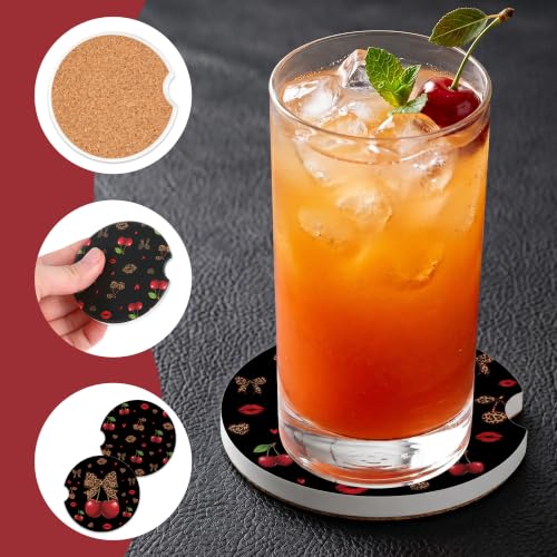 Cheetah Leopard Car Coasters for Cup Holders, Absorbent Coaster for Women - color: Cheetah251