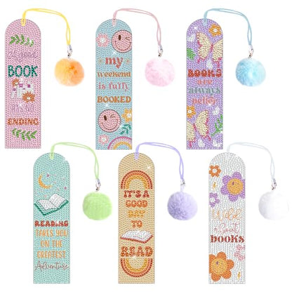 6PCS Kids Diamond Art Bookmarks Kit– DIY Reading Gifts for Classroom, Inspirational Quote Designs – Fun Art & Craft Activity for Boy and Girls - color: Kids