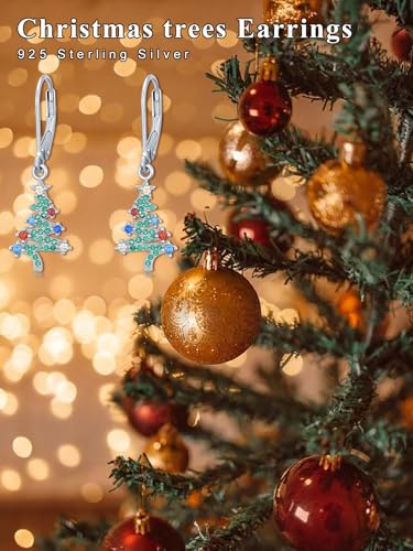 Dorunmo 925 Sterling Silver Dangle Drop Earrings for Women Holiday Earrings Hypoallergenic Halloween Christmas Jewelry Festival Gifts for Women - style: Christmas Tree-01