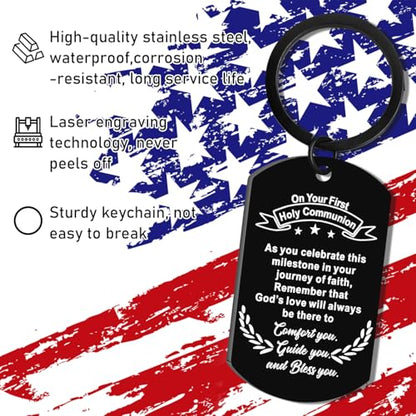 AXEN Christian Gifts for Men, Religious Keychain with Bible Verse Scripture for Dad, Son, Brother, Boyfriend - color: Holy Communion