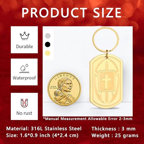 Football/Baseball/Soccer/Basketball Keychain for Men Sport Gifts for Men - color: Gold, style: Football-joshua 1:9
