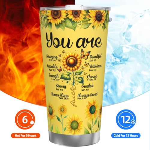 Christian Gifts for Women Faith - Christian Tumblers for Women Bible Gifts - Christian Tumbler Religious Gifts Spiritual Encouragement Inspirational Gifts for Women Stainless Steel Tumbler 20oz - color: Straw Three-piece Set 2