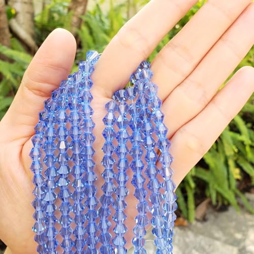 250pcs Czech 6mm (0.24 Inch) Faceted Bicone Crystal Glass Loose Beads Spacer Bulk Light Sapphire Blue for DIY Craft Jewelry Making CCB614 - color: Light Sapphire Blue, size: 6mm - 250pcs