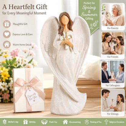 Hodao Cross Angel Figurine Hand-Painted Resin All-Season Gift - style: Holding a cross