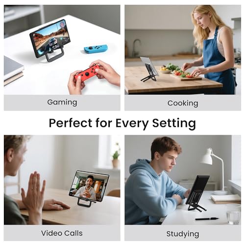 Itramax Tablet Stand for Desk,Foldable iPad Stand,Adjustable Desktop Holder - color: Black – for Tablet (Max 800g)