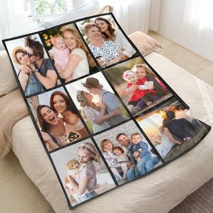 inkArts Custom Blanket with Photo, Personalized Blanket, Customized Photo Blankets, Customizable Picture Blankets, Anniversary Photo Gifts for Women Men Her Him Girlfriend Boyfriend Wife Husband - color: 9 Photos-2