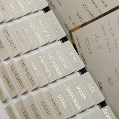 UPAFEXXI-Bible Tabs with Book Summaries, 3D Gold Foil Embossed Lettering - color: Summaries Gray