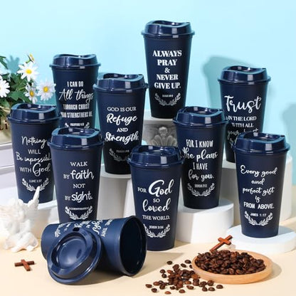 Skylety 20 Pack Christian Gifts Bulk 16oz Bible Verse Tumbler with Lids - color: Blue