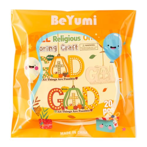 BeYumi Fall Wooden Pumpkin Craft - 20Pcs Christian GOD Ornaments for Kids - style: Pumpkin GOD