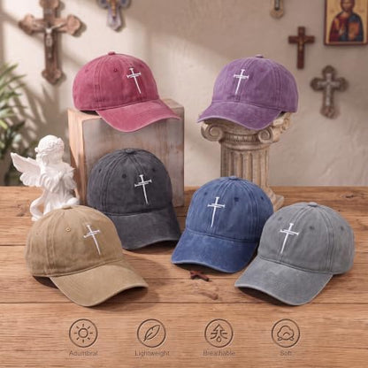 6/12 Pack Christian Hats Bulk for Men Women - style: Cross 4