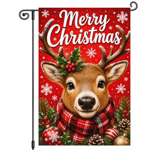 Louise Maelys Christmas Garden Yard Flag 12x18 Inch Reindeer - color: Multi-6