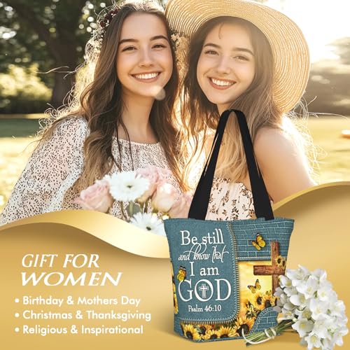 Bible Tote Bags For Women Religious Church Bag Christian Tote Bags Inspirational For Women Organizer Christian Gift - color: Bible Sunflower