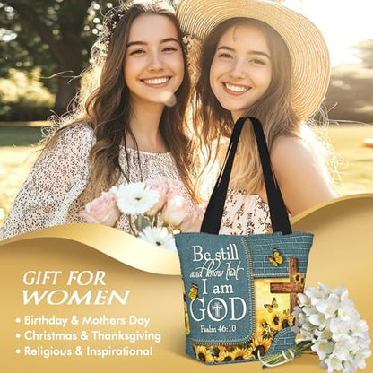 Bible Tote Bags For Women Religious Church Bag Christian Tote Bags Inspirational For Women Organizer Christian Gift - color: Bible Sunflower