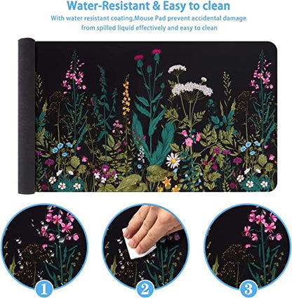 iCasso Desk Mat, Large Desk Mouse Pad for Desk,Home Office - Green Weeds - color: A-weeds