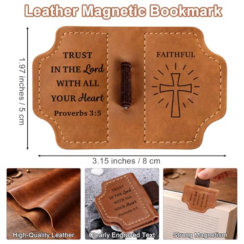 Easter Basket Stuffers for Teens, Christian Bookmarks for Women, Baptism Gifts for Girl Boys, Religious Leather Magnetic Book Marks for Reading Women, Bible Accessories for Men, Confirmation Communion