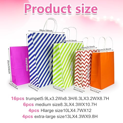 KEEPARTY 30 PCS Assorted Sizes Gift Bags Bulk Perfect for Weddings Partie and Holidays 4 Sizes and Multiple Colors Available - size: 1 Count (Pack of 30)