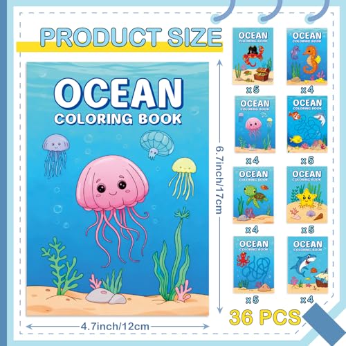 Zealor 36 Ocean Coloring Book for Kid Under the Sea Party Favor Pocket Size - color: Ocean Theme
