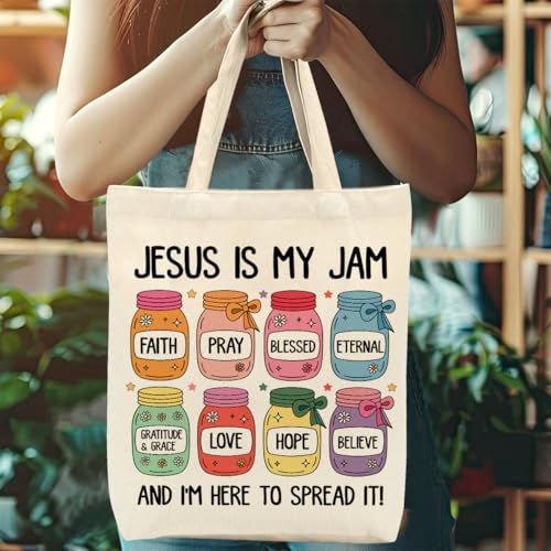 Christian Gifts for Women, Canvas Tote Bag, Faith Gifts for Women Girl Sister Inspirational Religious Gift Birthday - color: Cute Christian 760