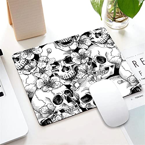 Mouse Pad,Sugar Skull Floral Black White Mouse Pad, Mouse Mat Square Mouse Pad Non-Slip Rubber Base MousePads for Office Laptop, 9.5"x7.9"x0.12" Inch - color: TSP225