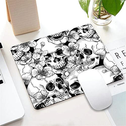 Mouse Pad,Sugar Skull Floral Black White Mouse Pad, Mouse Mat Square Mouse Pad Non-Slip Rubber Base MousePads for Office Laptop, 9.5"x7.9"x0.12" Inch - color: TSP225