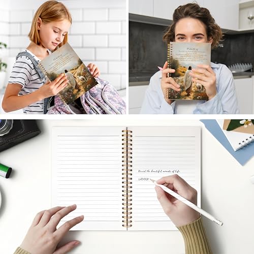 Christian Jesus Notebook, the Lord Is My Shepherd Psalm 23 Bible Verse Journal, Religious Scripture Spiral Notebook, Jesus Leaves the 99 Sheep Journal for Women, 5.5x8.3 - color: YhSj 4