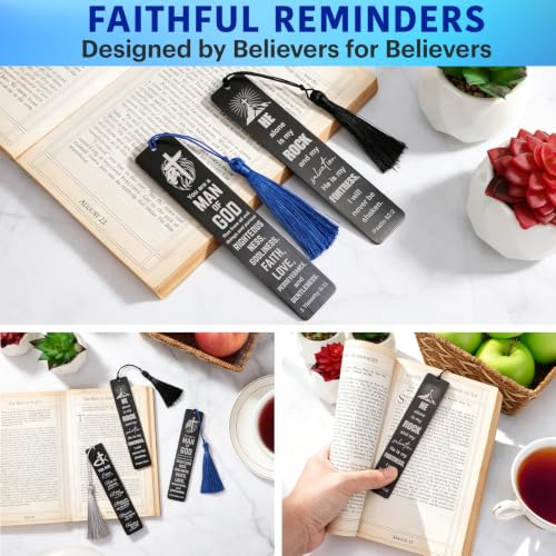 kilofly 6 Pcs Religious Christian Gifts Bible Verse Scripture Quotes Bookmarks, Strength - style: Blk - Strength