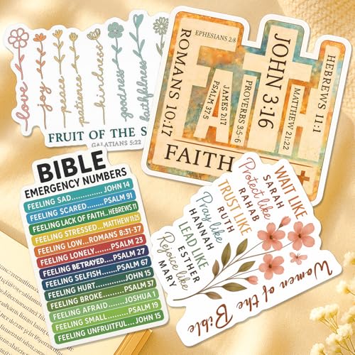 4 Pcs Christian Stickers - Inspirational Bible Verse Stickers - color: Inspirational Bible Verse