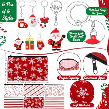 Funnymoom 24 Pcs Christmas Candy Cane Gifts Set Include 24 oz Merry Christmas Plastic Tumbler Cup with Lids and Straw Makeup Cosmetic Red Bag Crew Sock Keychain for Xmas Winter Friendmas Gifts - style: Candy