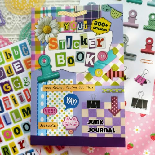 PRSTINCOL Vintage Sticker Book 42 Pages 800 Plus Stickers Mixed Designs - color: Base_mixd