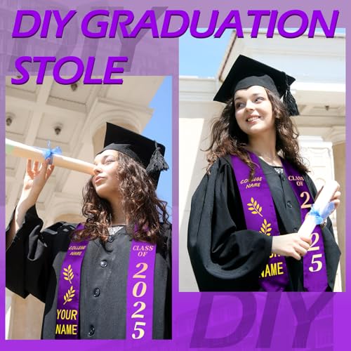 Geyoga 24 Pcs Graduation Stole Bulk Sublimation Blank 70 in - color: Purple