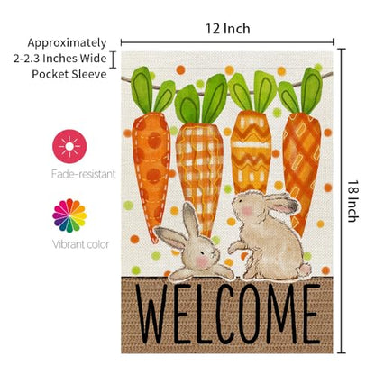 CROWNED BEAUTY Easter Bunny Carrots Garden Flag Outside 12x18 - size: 12"X18"