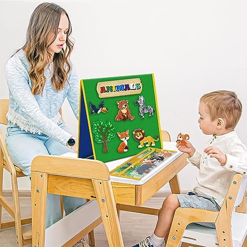 Felt Board for Toddlers, Double-Sided Flannel Board, Reversible Blue/Green - color: Multicolor