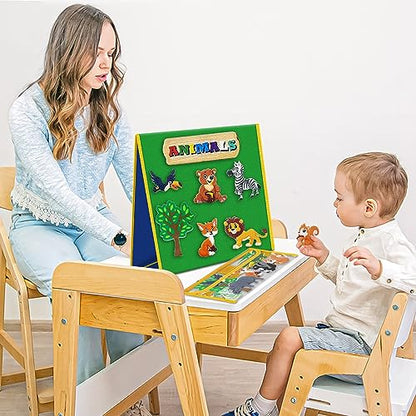 Felt Board for Toddlers, Double-Sided Flannel Board, Reversible Blue/Green - color: Multicolor