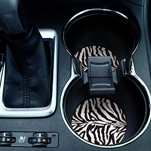 , Zebra Stripes Skin Pattern Design Absorbent ROUND Fabric Felt Neoprene Car Coasters for Drinks (2.87 inches), 2pcs Set - color: Zebra Stripes Skin Pattern