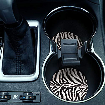 , Zebra Stripes Skin Pattern Design Absorbent ROUND Fabric Felt Neoprene Car Coasters for Drinks (2.87 inches), 2pcs Set - color: Zebra Stripes Skin Pattern