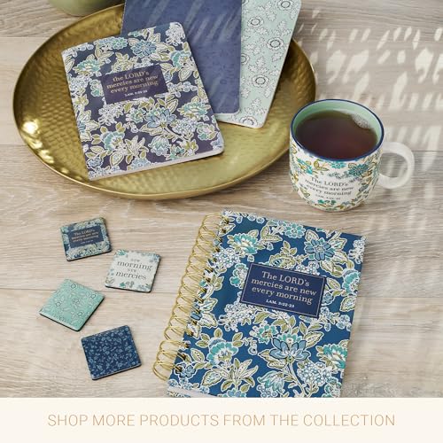 Christian Art Gifts Large Microwave & Dishwasher Safe Ceramic Coffee Mug - color: Mercies are New/Blue Floral, size: 14 Ounces